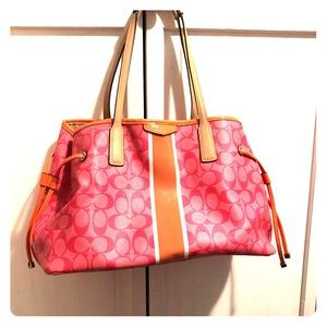 Coach striped drawstring bag!